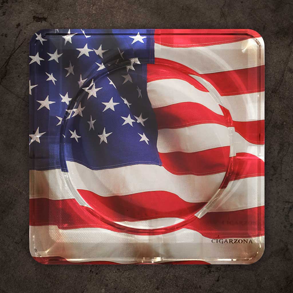 American Flag Glass Ashtray
